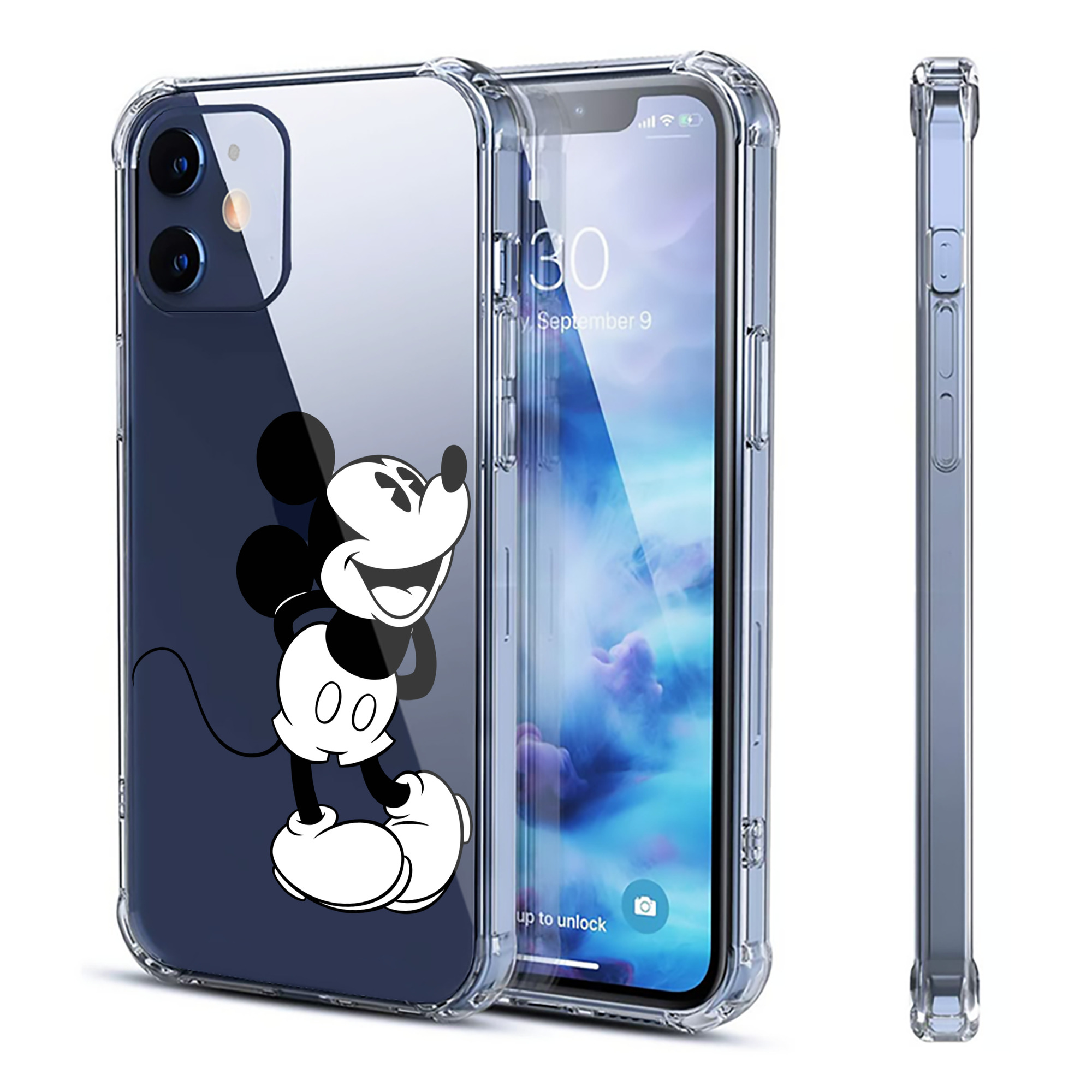 （画像用） ミッキーマウス Mickey Mouse 【iPhone 12シリーズ対応】透明スマホケース（クリアソフトケース）